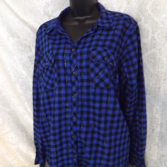 (EUC) Croft & Barrow Buffalo Plaid Blouse- Women's XL - Picture 2 of 9
